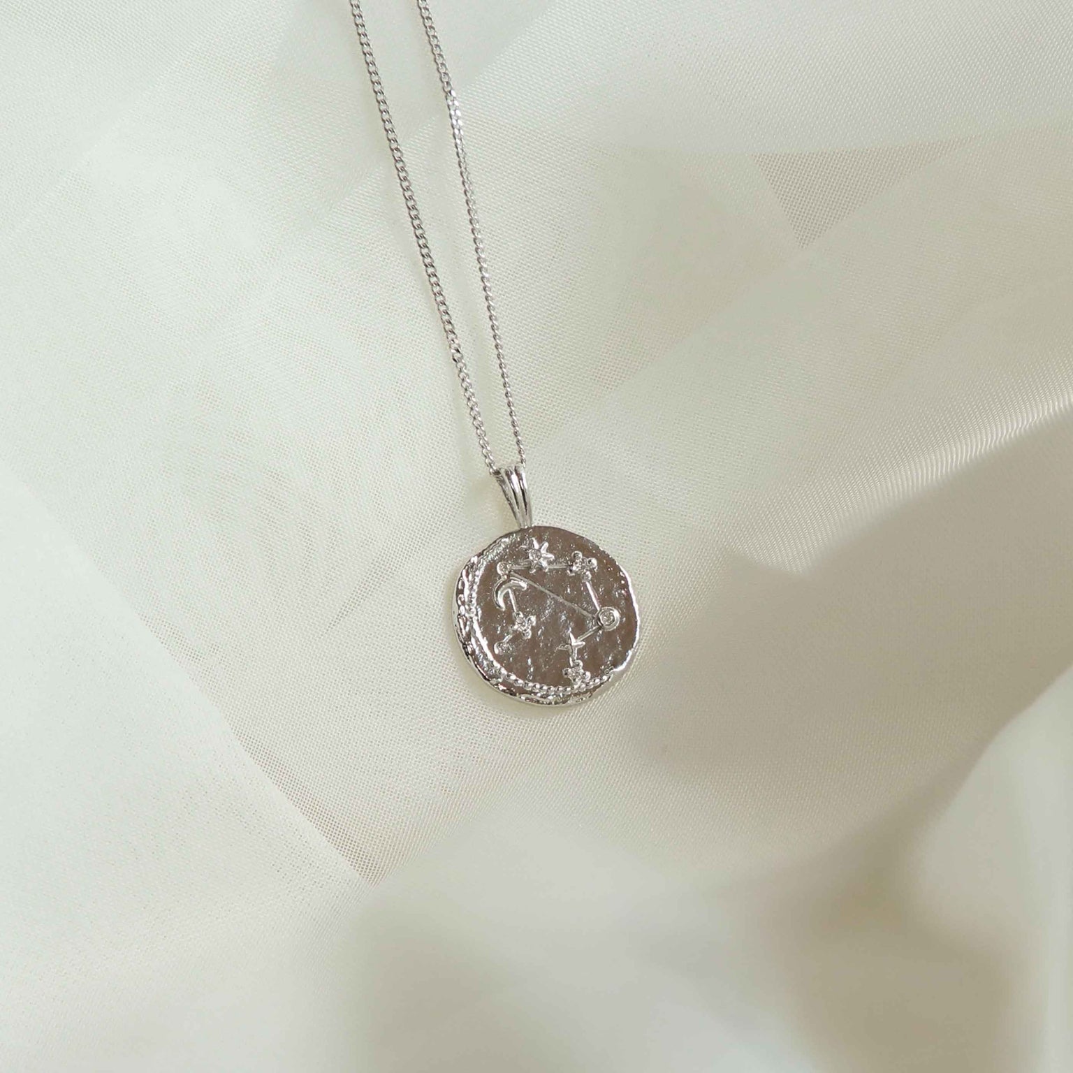 Gemstone Necklaces - Libra Zodiac Pendant Necklace in Silver - Zodiac Pendant - Astrid &amp; Miyu