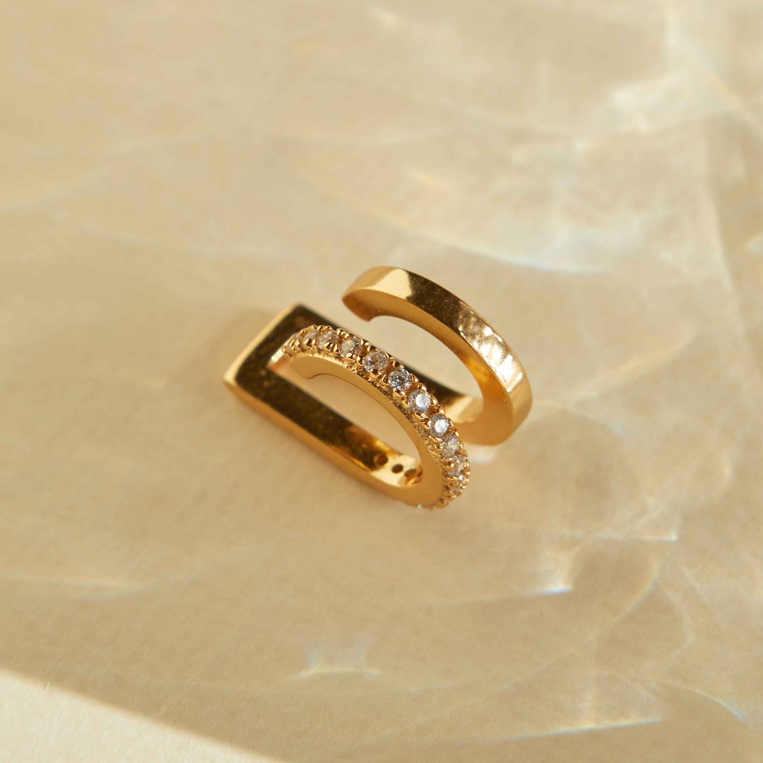 18k Gold Plated Jewellery - Mini Illusion Crystal Ear Cuff in Gold - Ear Cuffs - Astrid &amp; Miyu