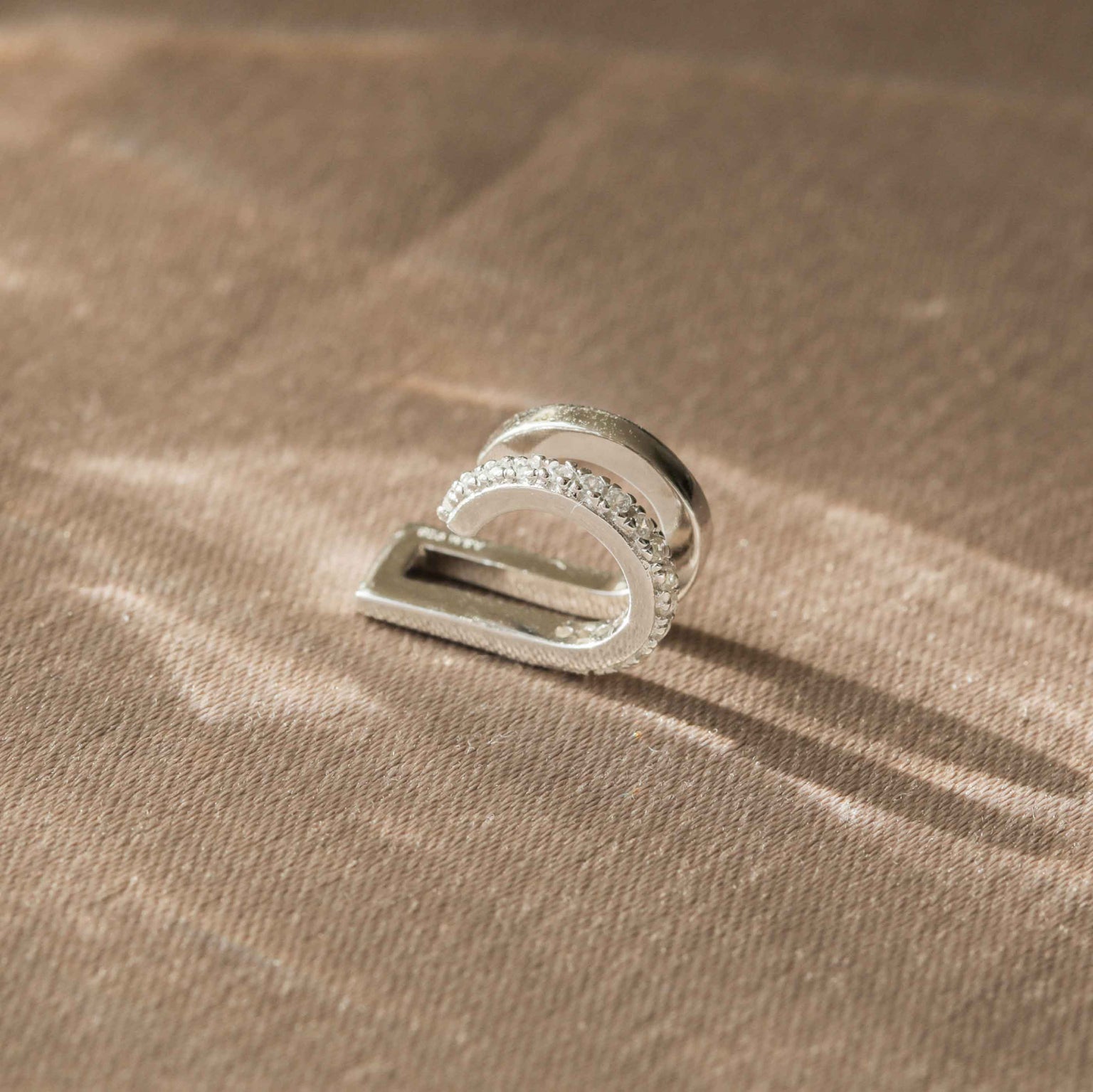 Recycled Sterling Silver Jewellery - Mini Illusion Crystal Ear Cuff in Silver - Ear Cuffs - Astrid &amp; Miyu