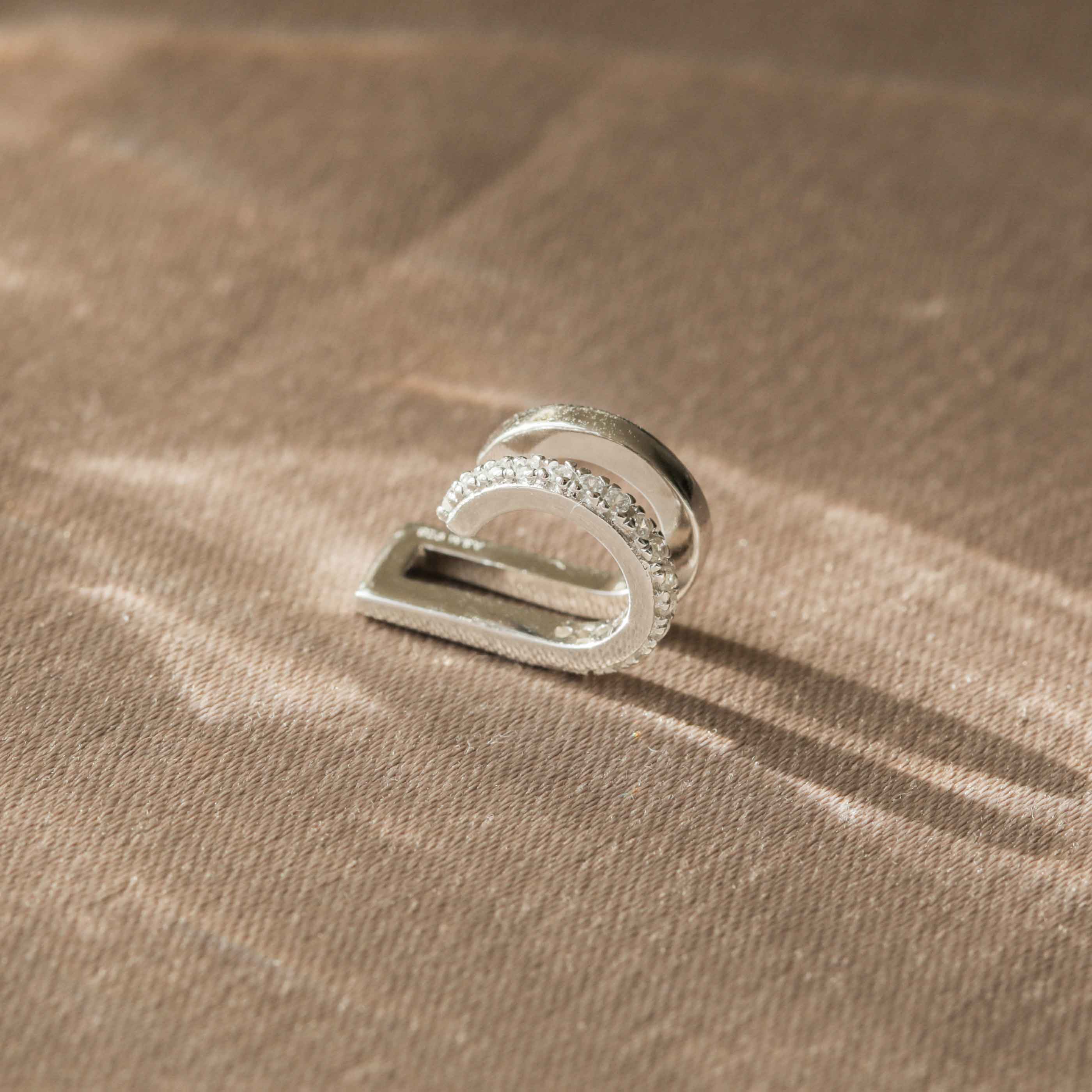 Recycled Sterling Silver Jewellery - Mini Illusion Crystal Ear Cuff in Silver - Ear Cuffs - Astrid &amp; Miyu
