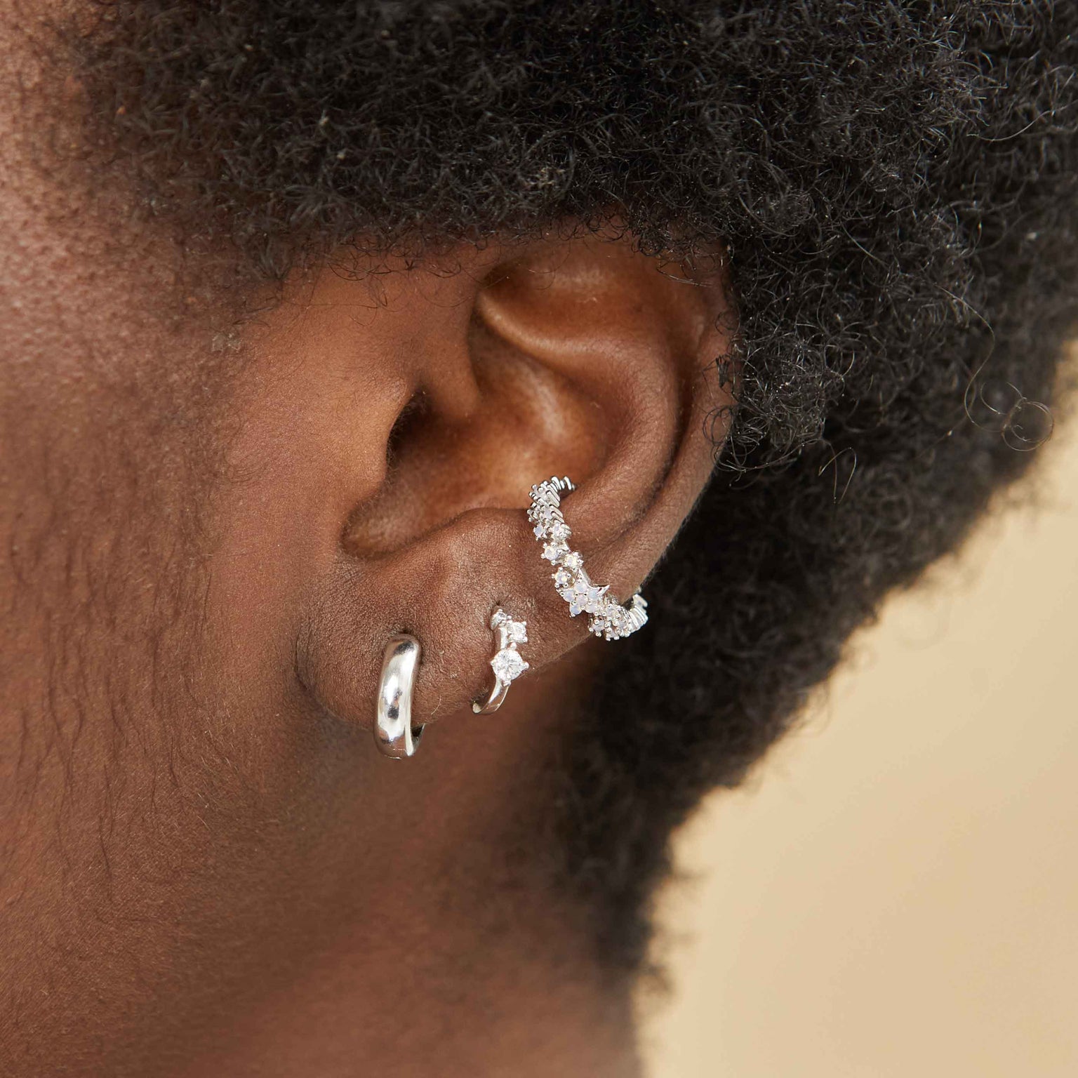 Mystic Star Ear Cuff in Silver worn