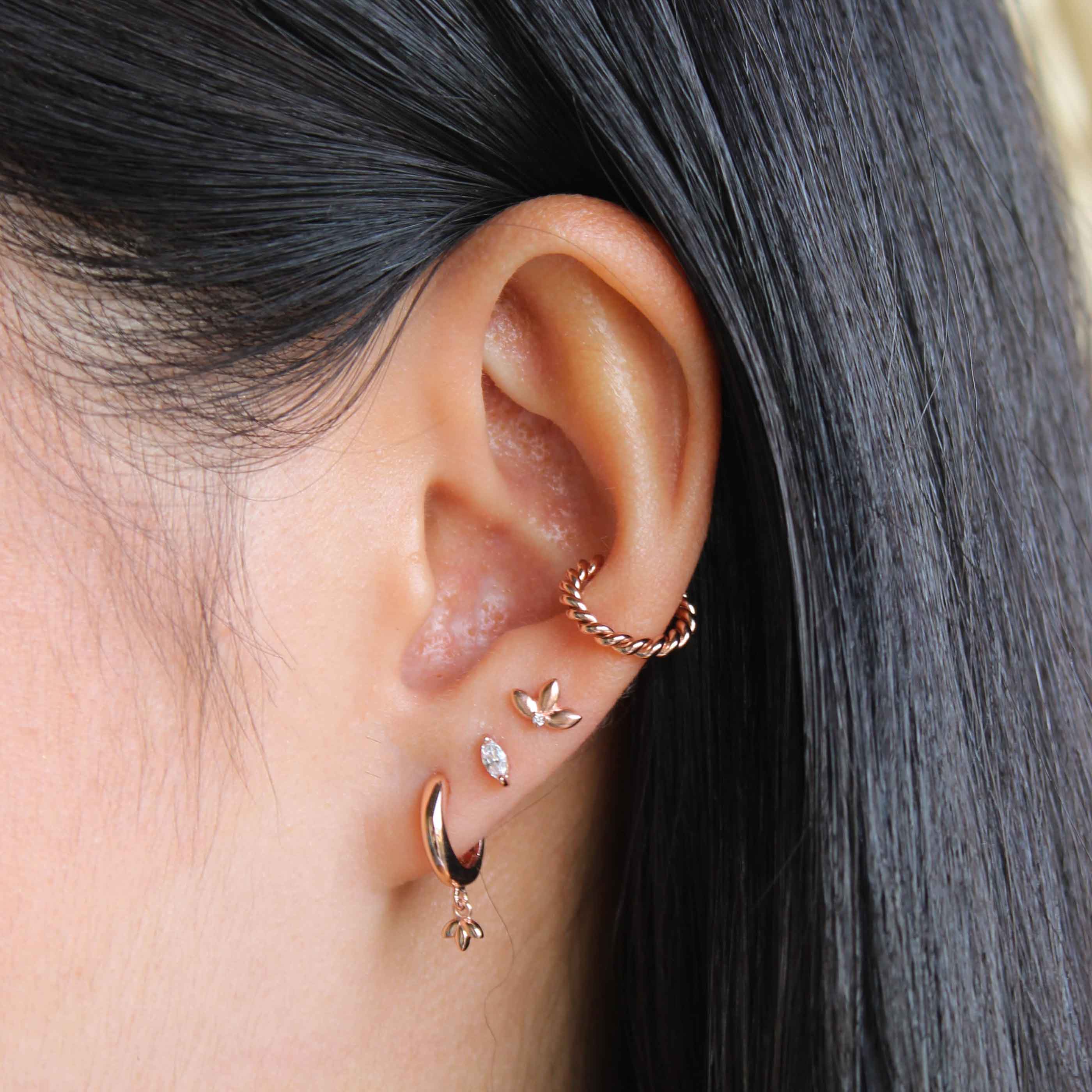 Navette Gem Stud Earrings in Rose Gold | Astrid & Miyu
