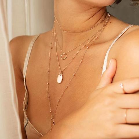 18k Rose Gold Plated Jewellery - Basic 2.0 Oval Pendant Necklace - Pendant Necklace - Astrid &amp; Miyu