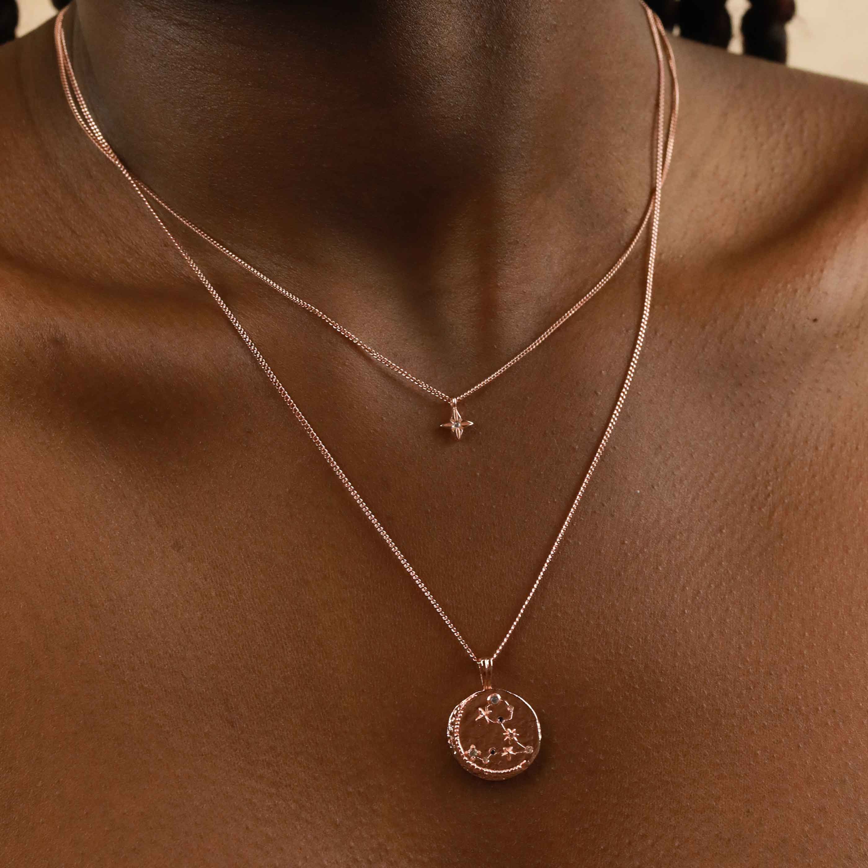 18k Rose Gold Plated Jewellery - Pisces Zodiac Pendant Necklace in Rose Gold - Zodiac Pendant - Astrid &amp; Miyu