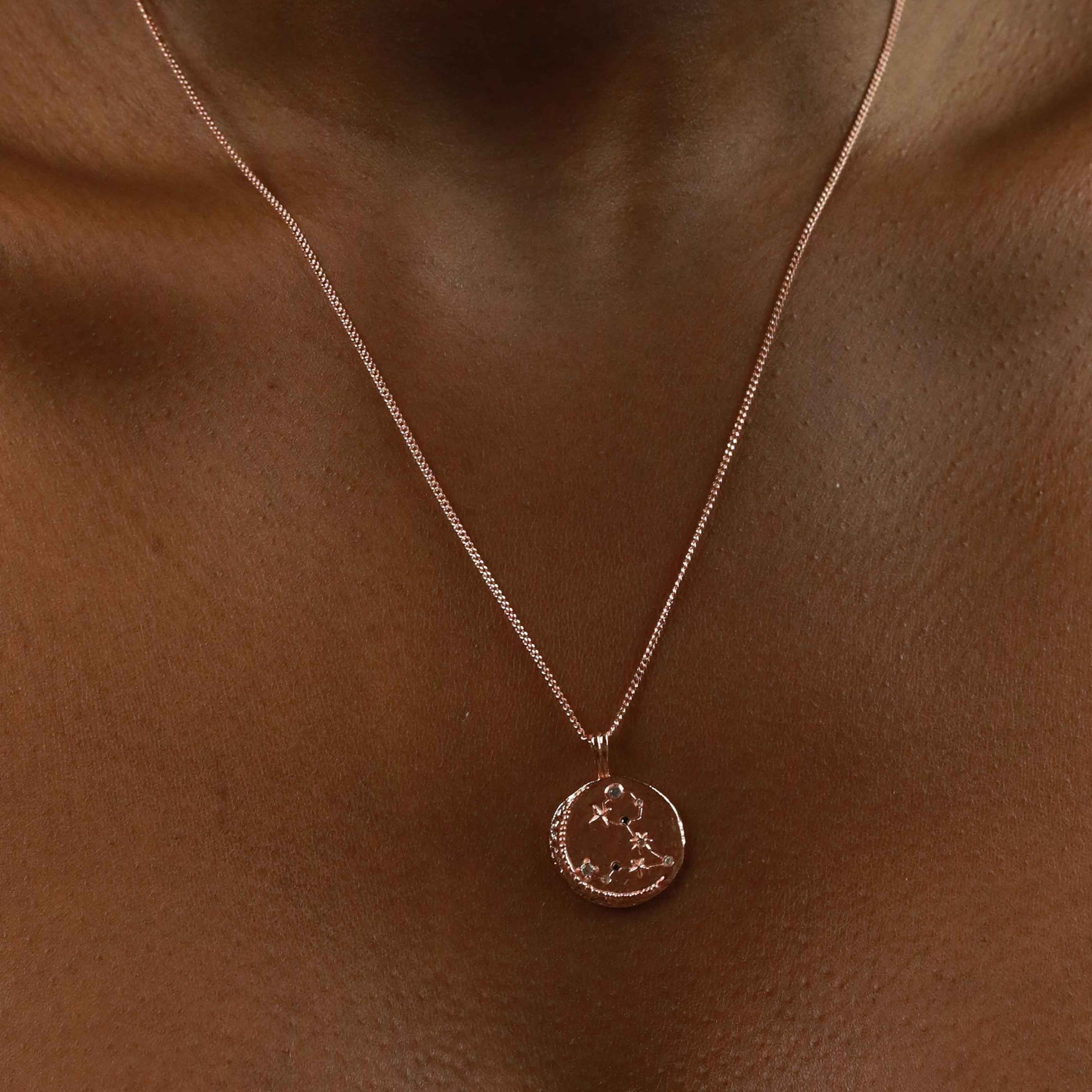 18k Rose Gold Plated Jewellery - Pisces Zodiac Pendant Necklace in Rose Gold - Zodiac Pendant - Astrid &amp; Miyu