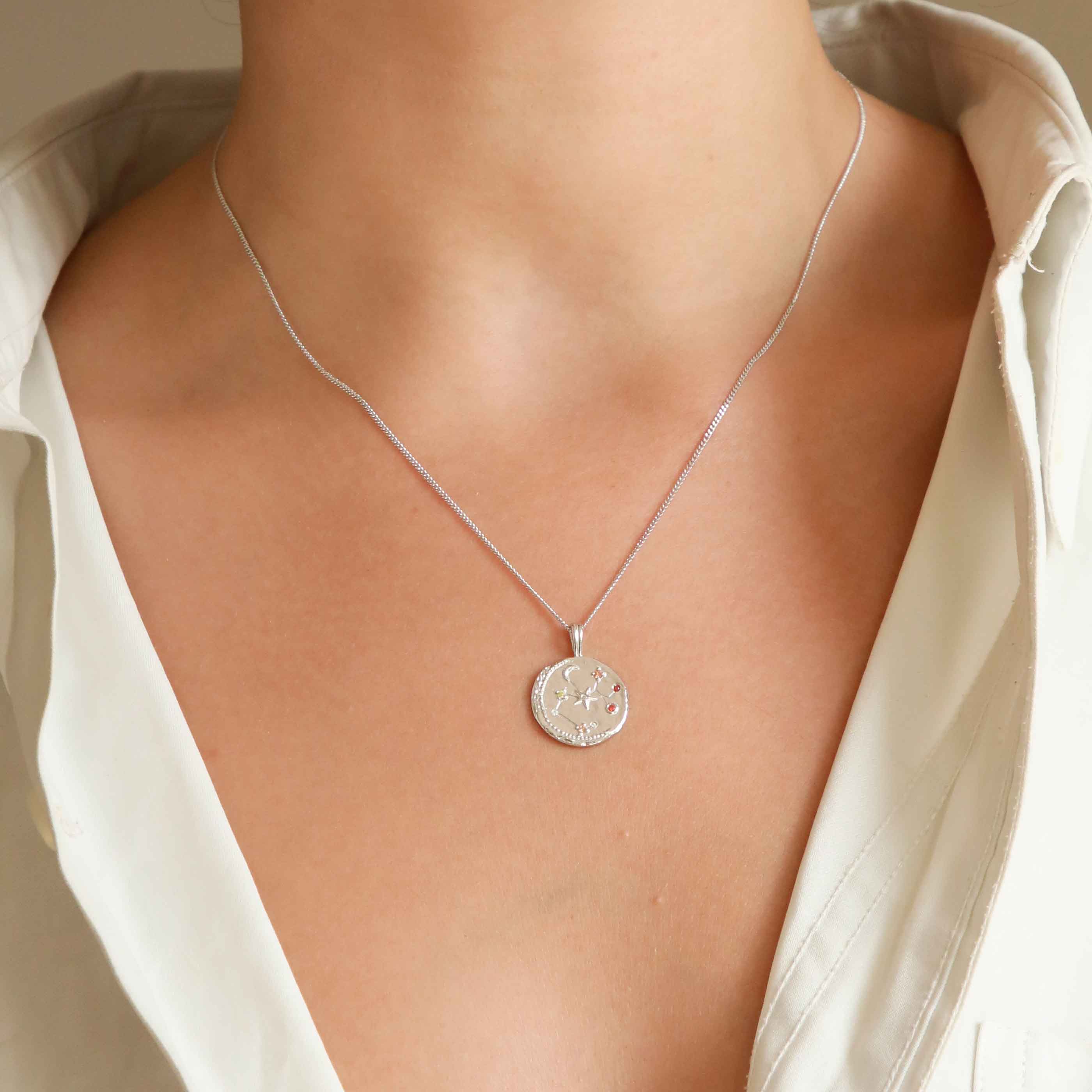 Gemstone Necklaces - Sagittarius Zodiac Pendant Necklace in Silver - Zodiac Pendant - Astrid &amp; Miyu