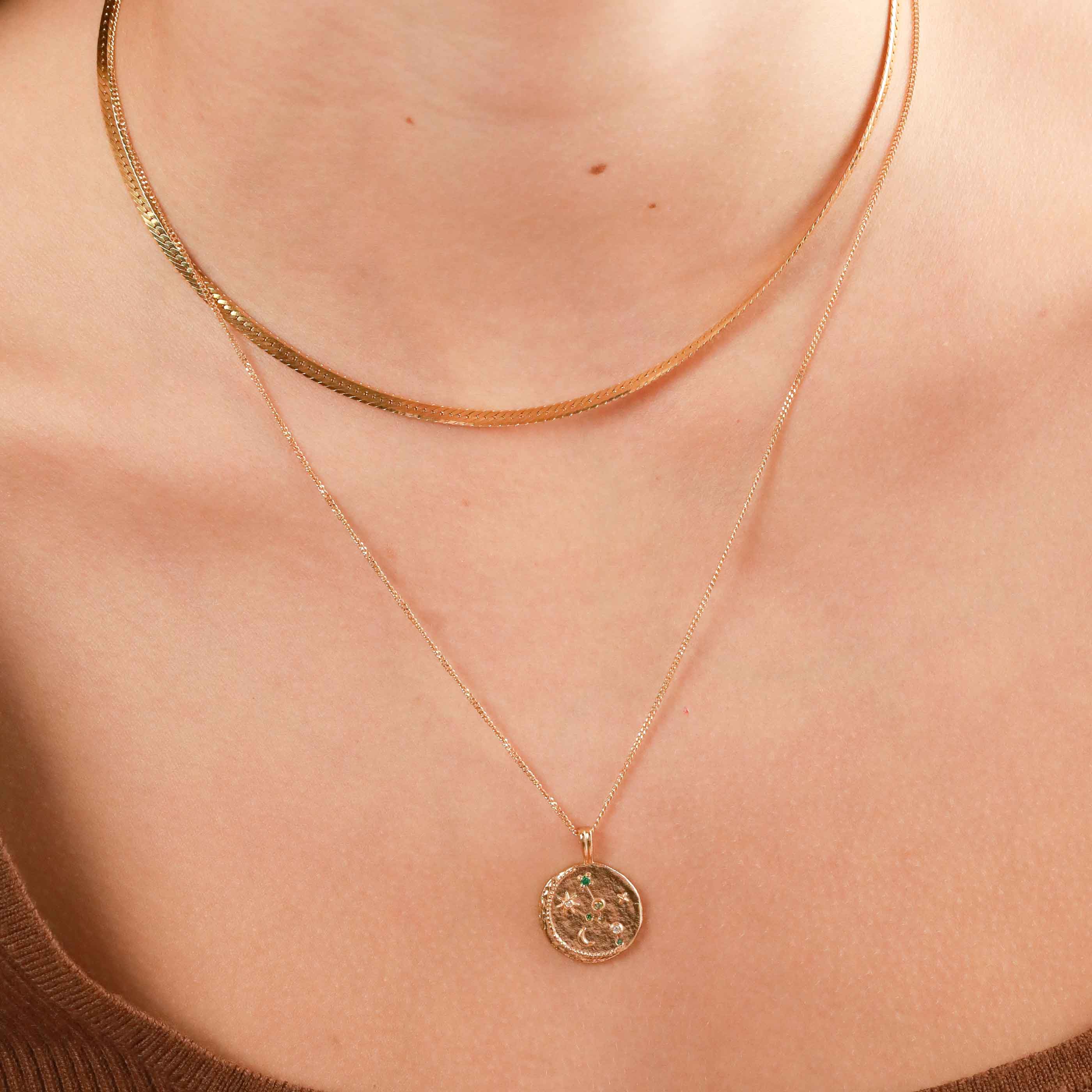 18k Gold Plated Jewellery - Taurus Zodiac Pendant Necklace in Gold - Zodiac Pendant - Astrid &amp; Miyu