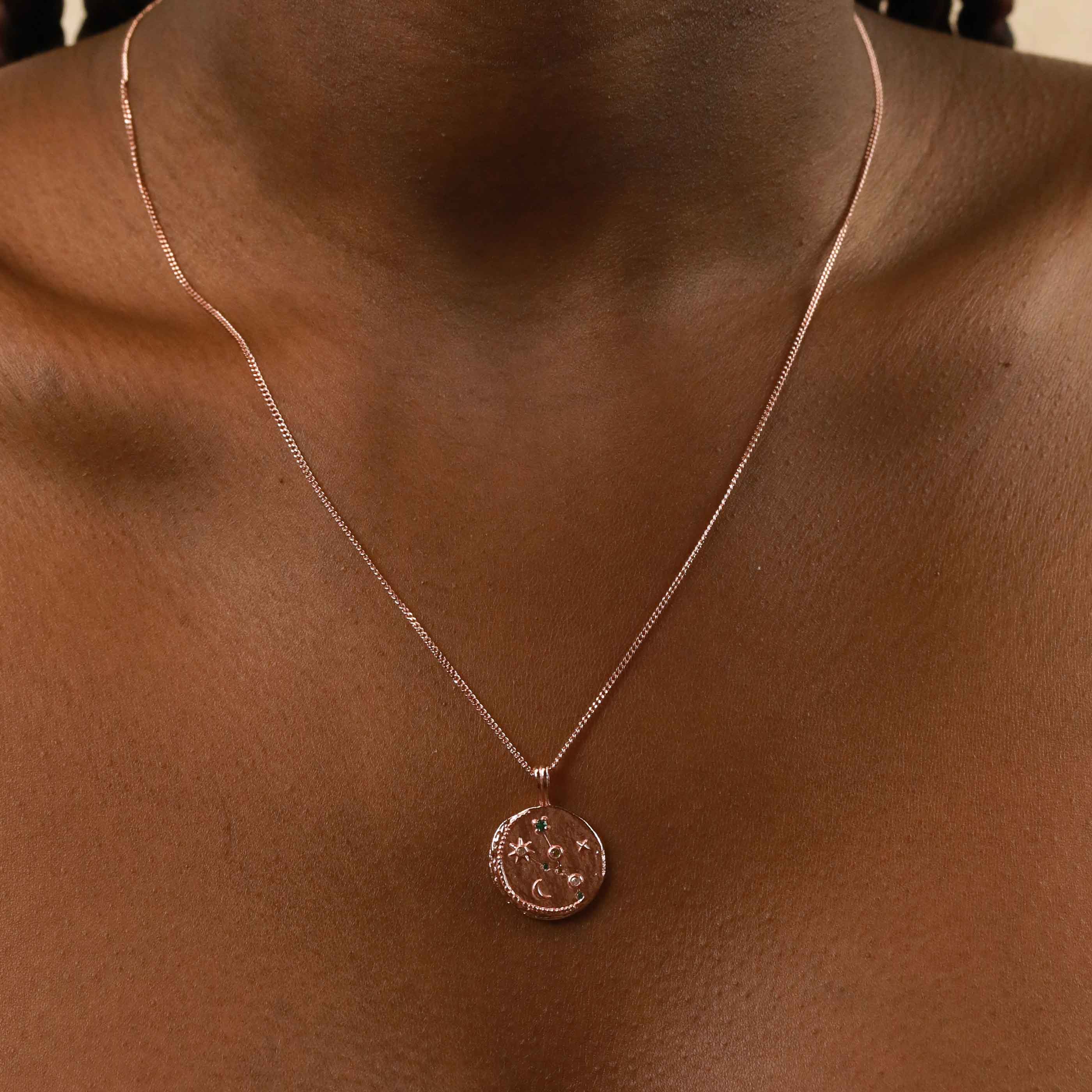 18k Rose Gold Plated Jewellery - Taurus Zodiac Pendant Necklace in Rose Gold - Zodiac Pendant - Astrid &amp; Miyu