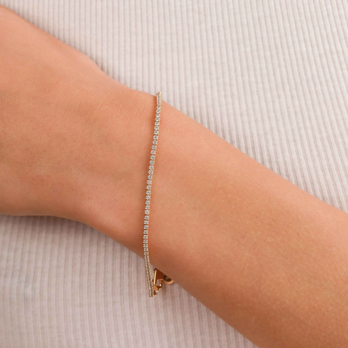 Tennis Chain Bracelet in Gold worn