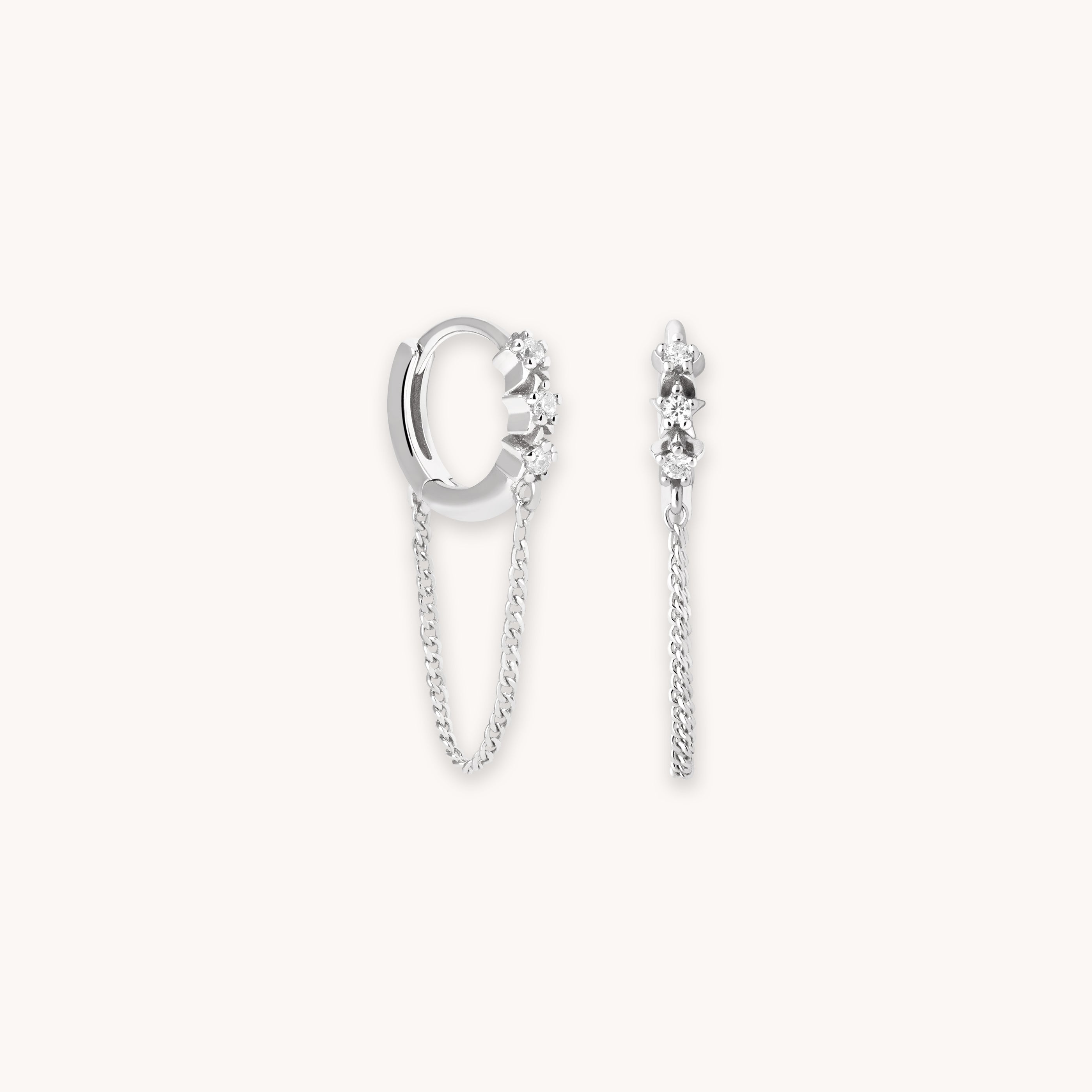Twilight Chain Huggies in Silver