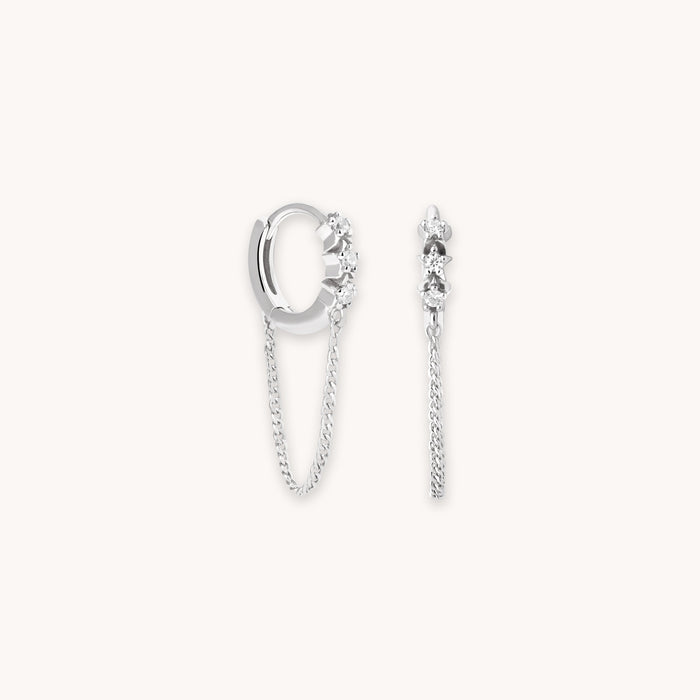 Twilight Chain Huggies in Silver