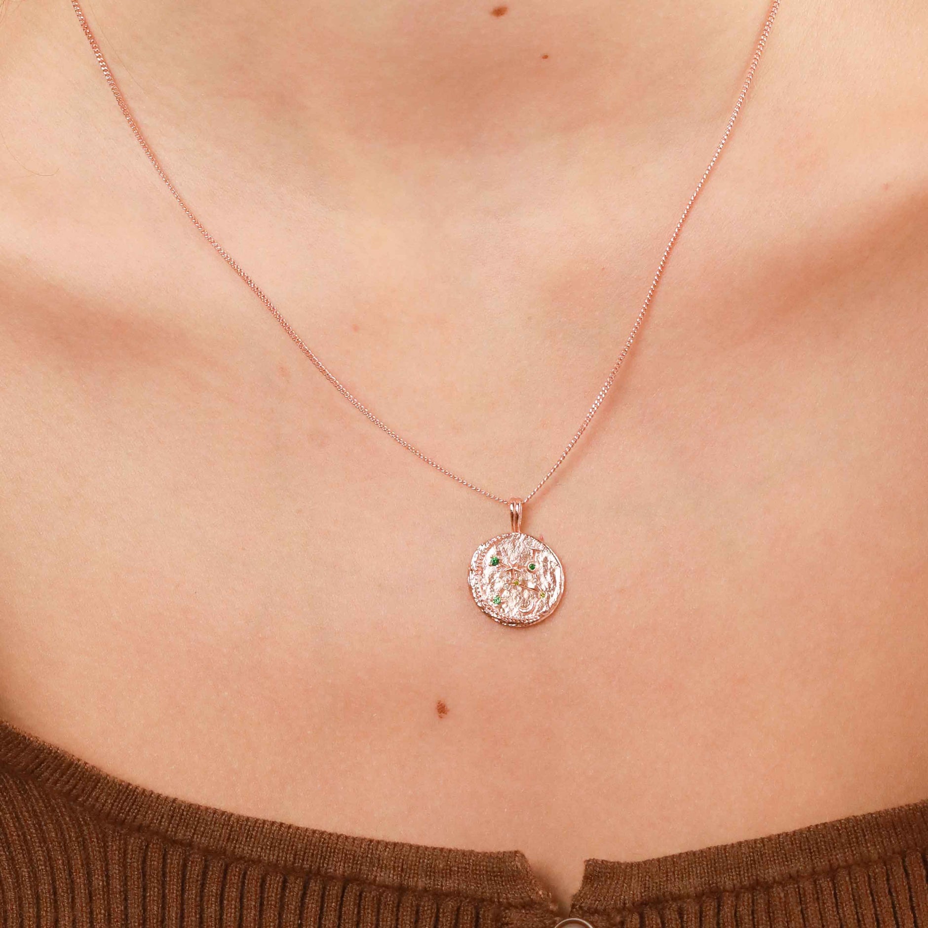 18k Rose Gold Plated Jewellery - Virgo Zodiac Pendant Necklace in Rose Gold - Zodiac Pendant - Astrid &amp; Miyu