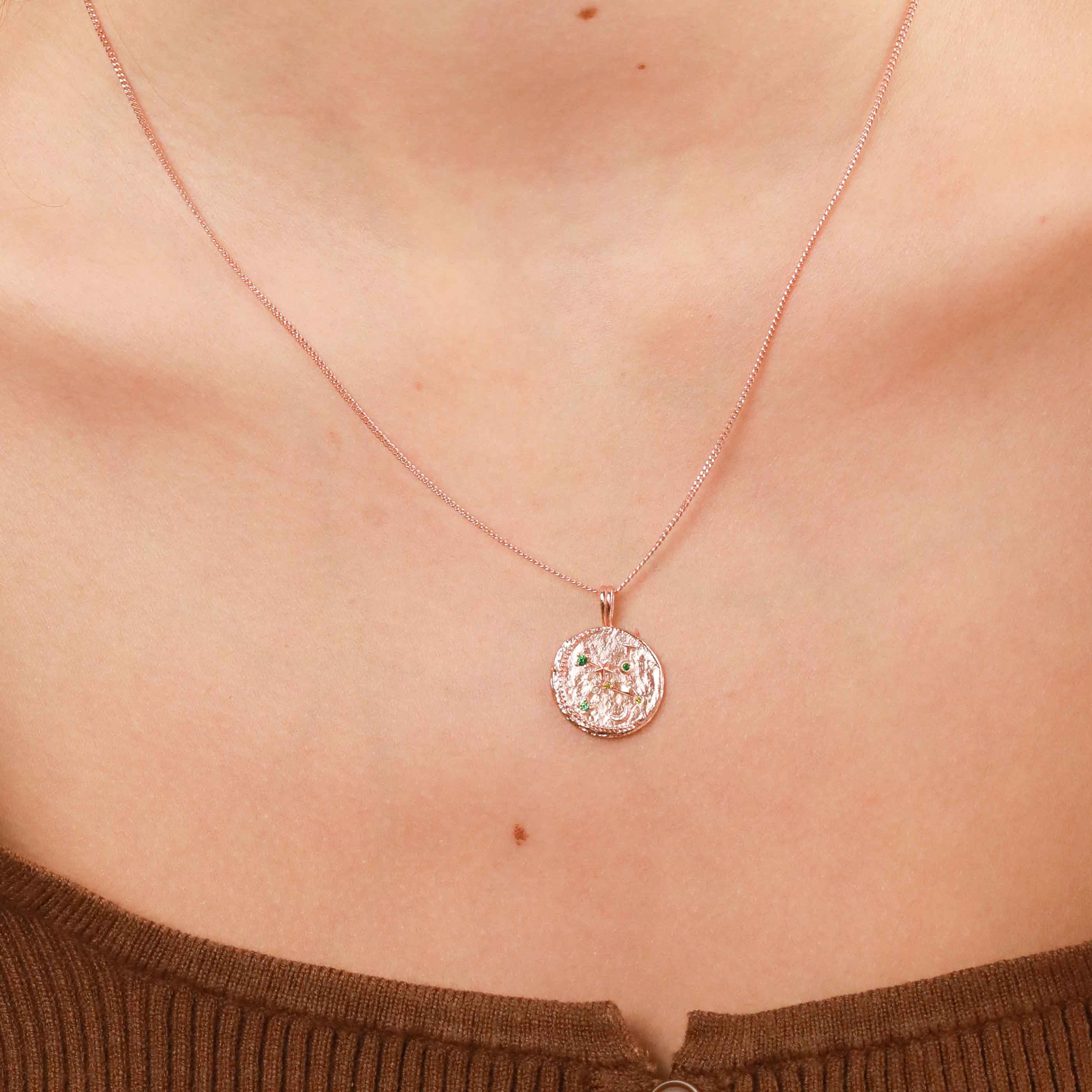 18k Rose Gold Plated Jewellery - Virgo Zodiac Pendant Necklace in Rose Gold - Zodiac Pendant - Astrid &amp; Miyu
