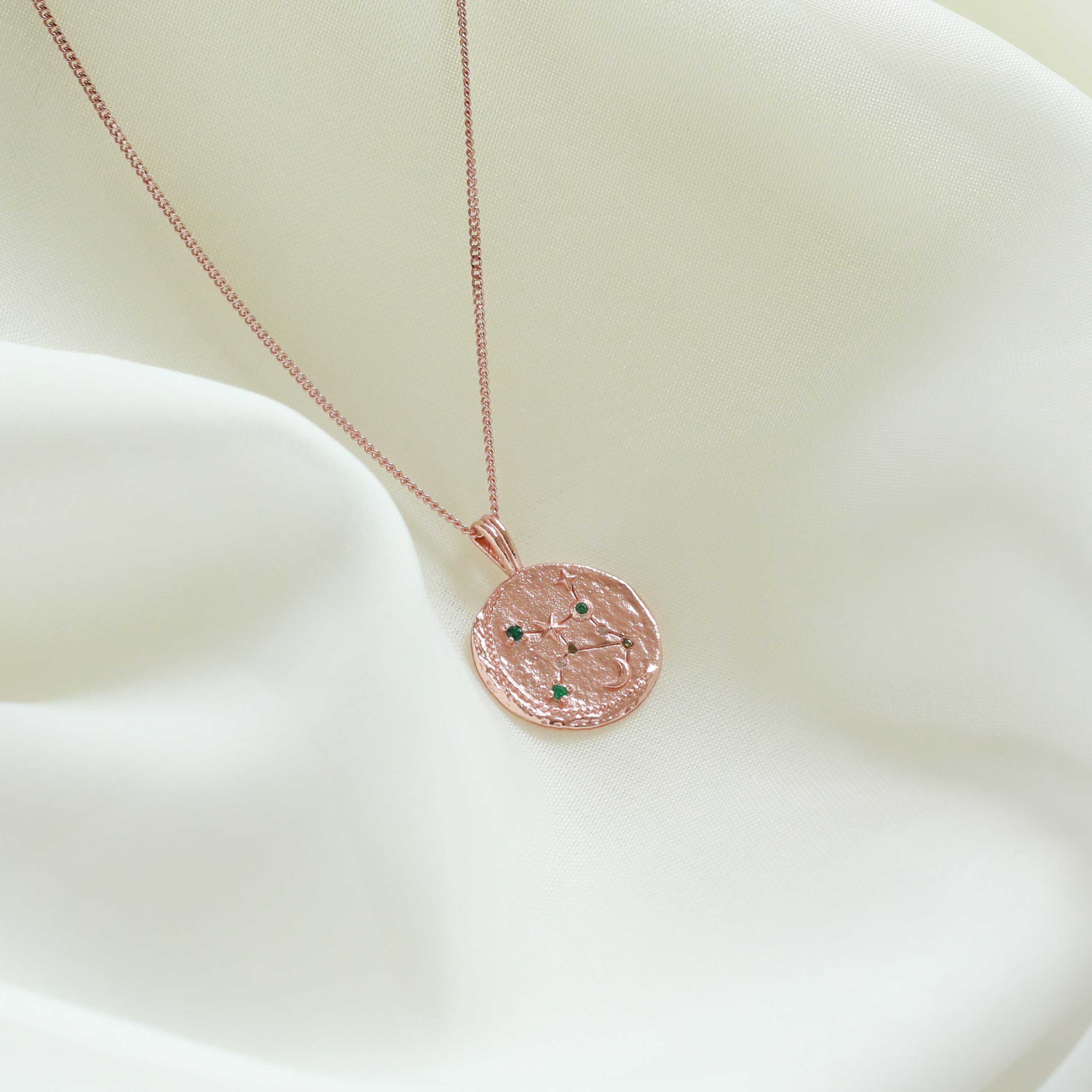 18k Rose Gold Plated Jewellery - Virgo Zodiac Pendant Necklace in Rose Gold - Zodiac Pendant - Astrid &amp; Miyu