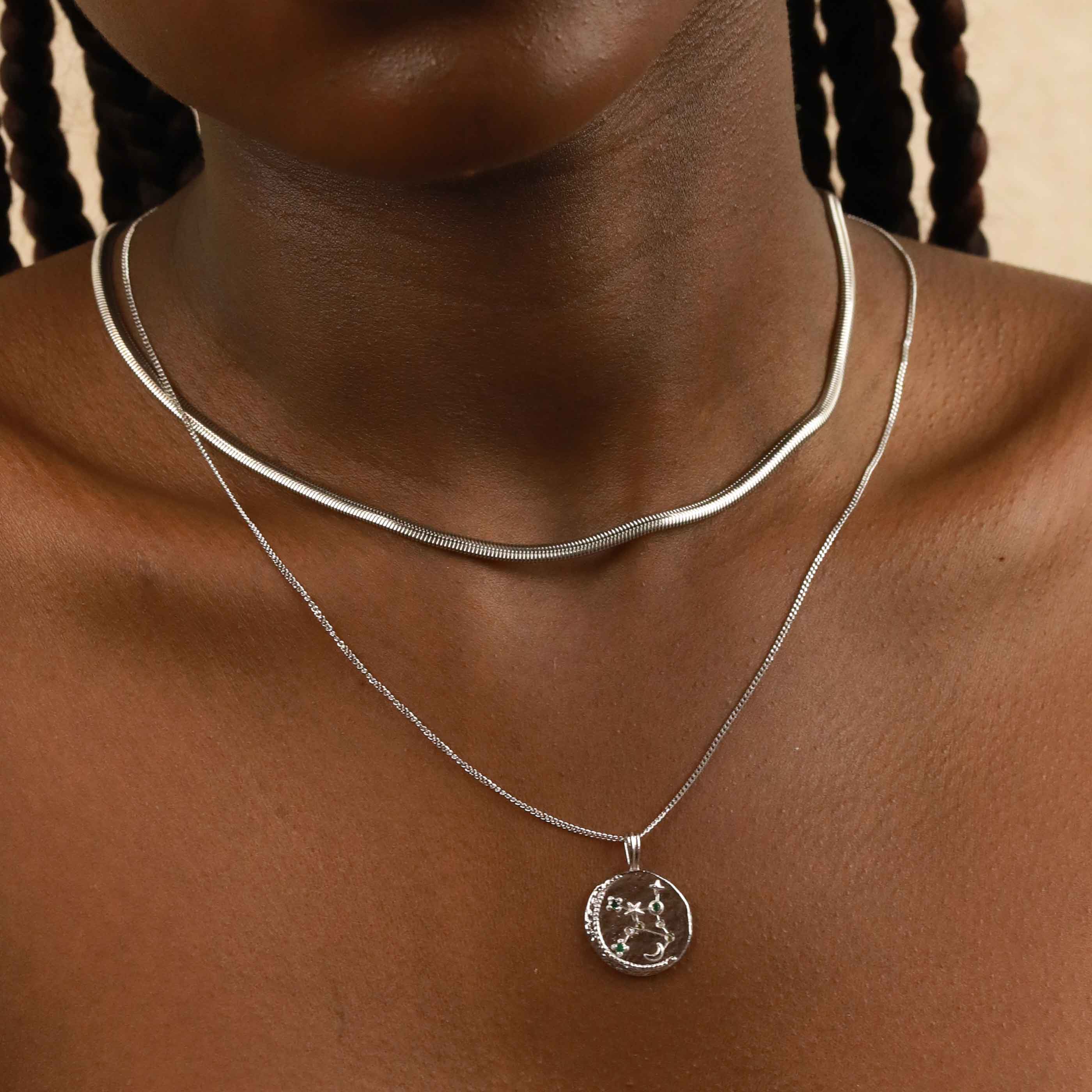Gemstone Necklaces - Virgo Zodiac Pendant Necklace in Silver - Zodiac Pendant - Astrid &amp; Miyu