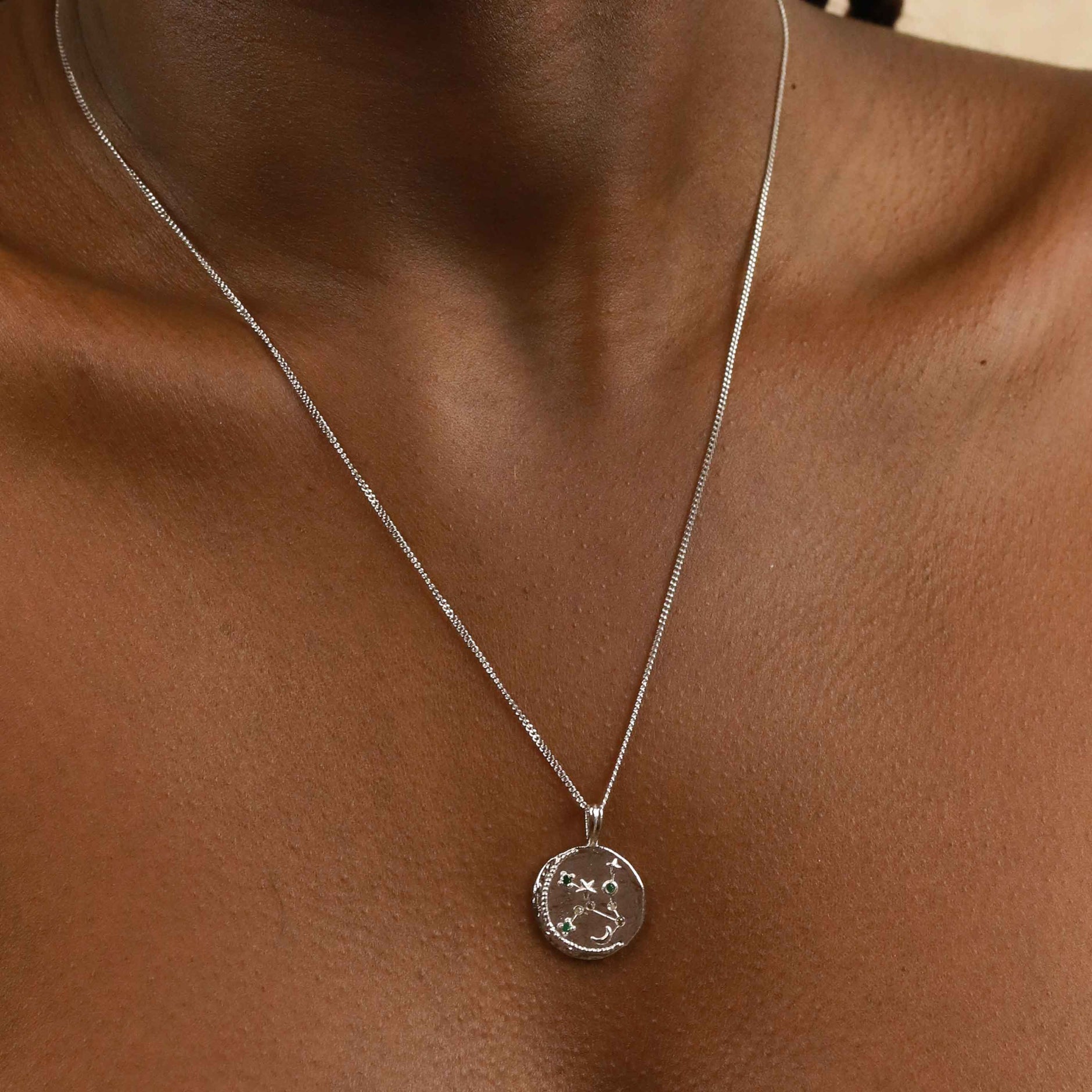 Gemstone Necklaces - Virgo Zodiac Pendant Necklace in Silver - Zodiac Pendant - Astrid &amp; Miyu