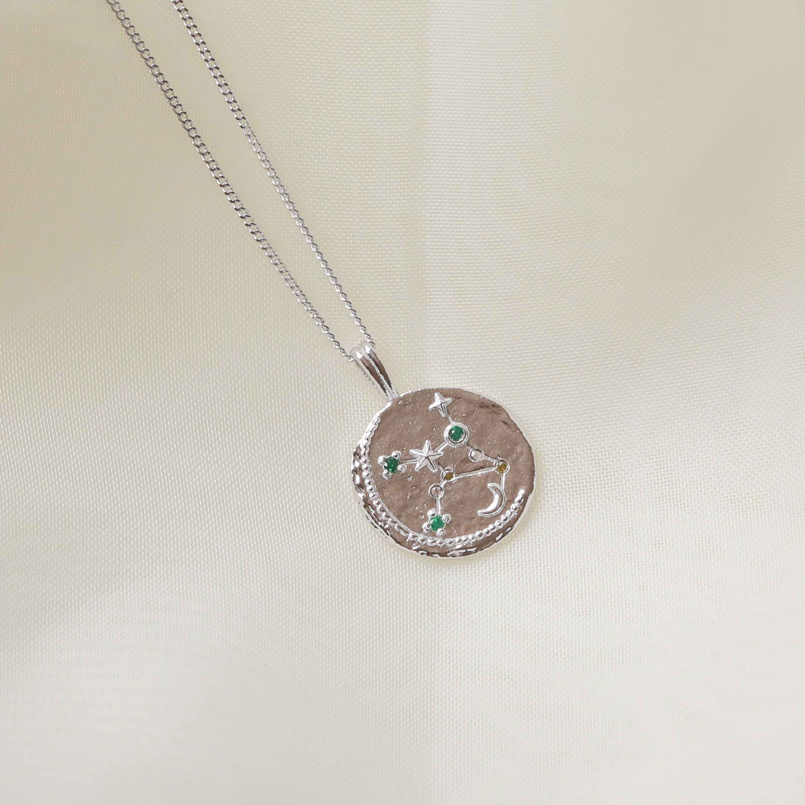 Gemstone Necklaces - Virgo Zodiac Pendant Necklace in Silver - Zodiac Pendant - Astrid &amp; Miyu